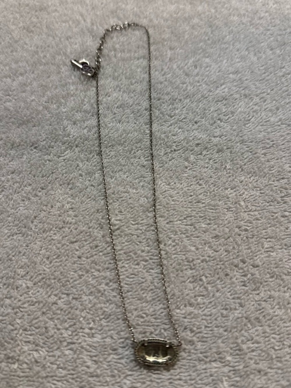 Silver-Tone Oval Crystal Pendant Necklace